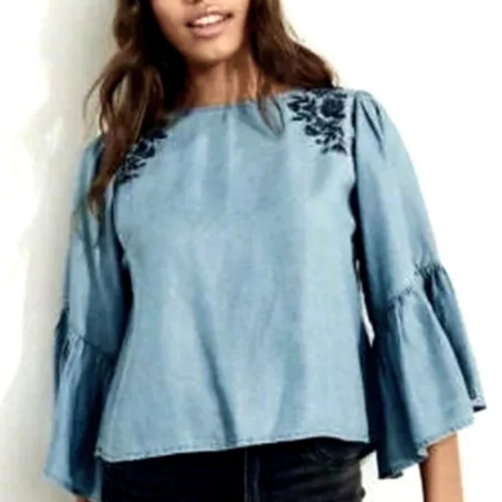 Hollister Jean Blouse with Floral Embroidery Size S